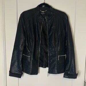 Coalition Faux Black Leather Jacket Tailored Structured